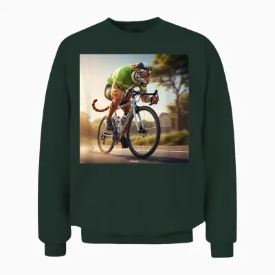 Tigre Vert Sur Vélo De Course - Sprinter Unisex Sweatshirt - Forest