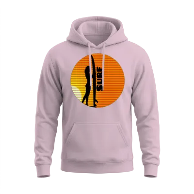 Surfer Girl at Sunset Unisex Hoodie - Light Pink