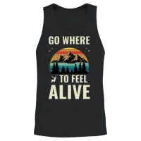 Go Where to Feel Alive Vintage Mountain Sunset Unisex Tank Top - Black – 2