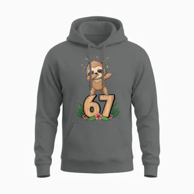 Six Seven Meme Dabbing Baby Faultier 67 Lustiges Gen Z Alpha Unisex Hoodie - Graphite Heather