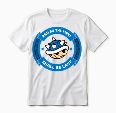 Nintendo Mario Kart Blue Shell Circle Text Unisex T-Shirt - White