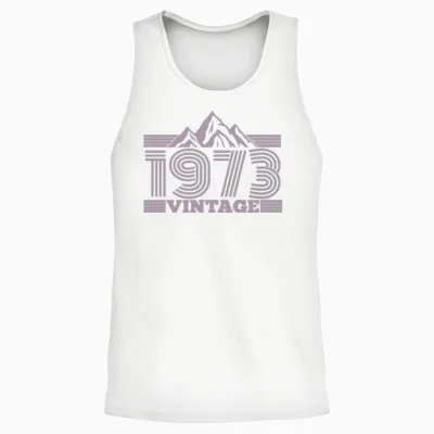 1973 Birthday Mountains Hiking Climbing Unisex Tank Top - White