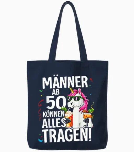 50th Birthday Men from 50 Can Wear Everything T-Shirt, Black Tote Bags - Navy