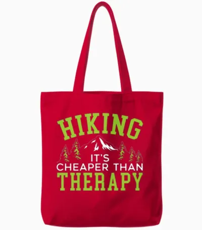 Hike Mountains Climbing Hiker Trek I Love Hiking Tote Bags - Red