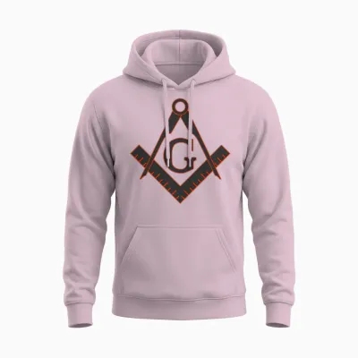 Freemason Square Compasses Combi Grey Orange Unisex Hoodie - Light Pink