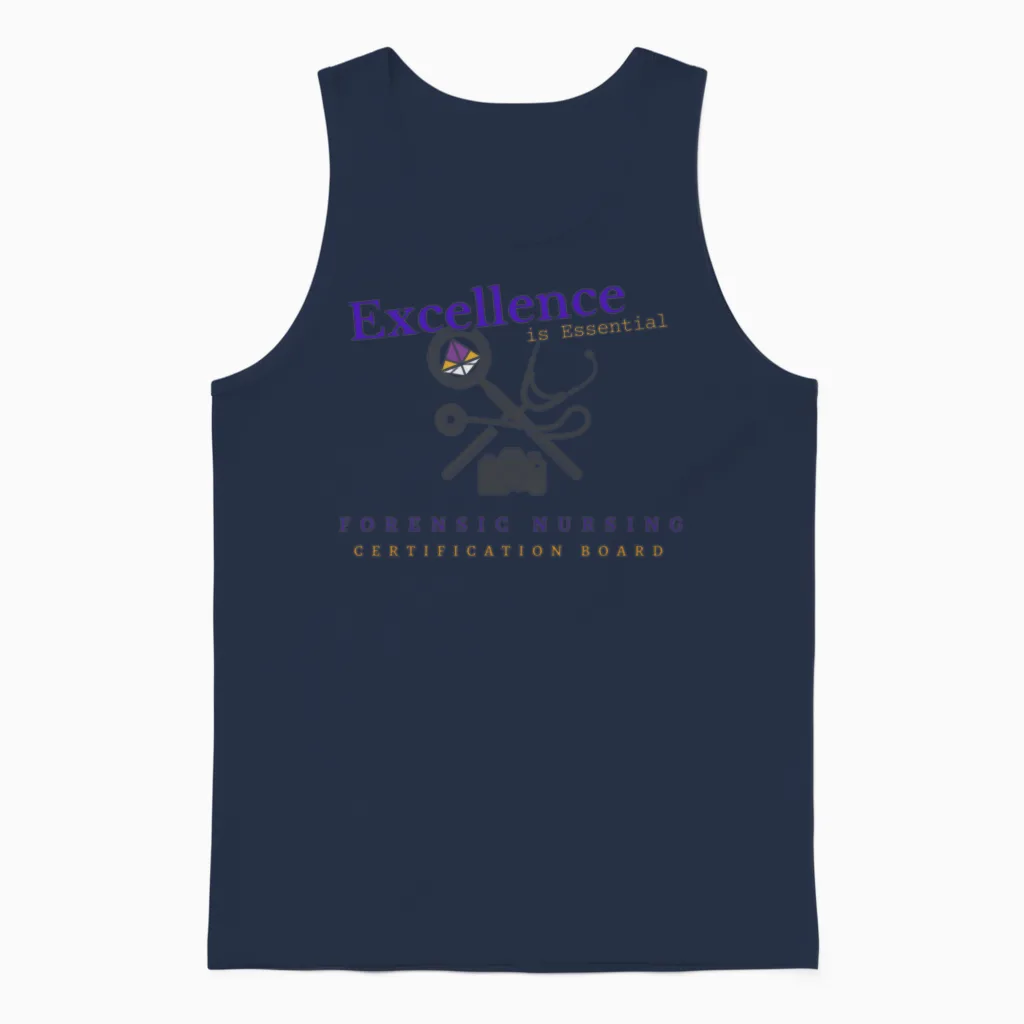 Excellence Is Essential Forensic Nursing Unisex Tank Top in Navy