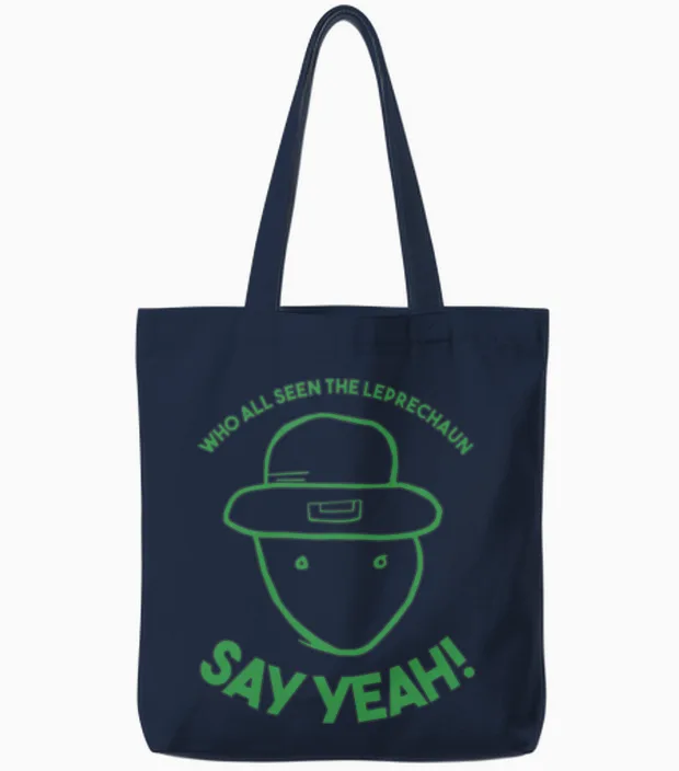 Amateur Leprechaun Sketch Mobile Alabama St Patric Tote Bags in Navy
