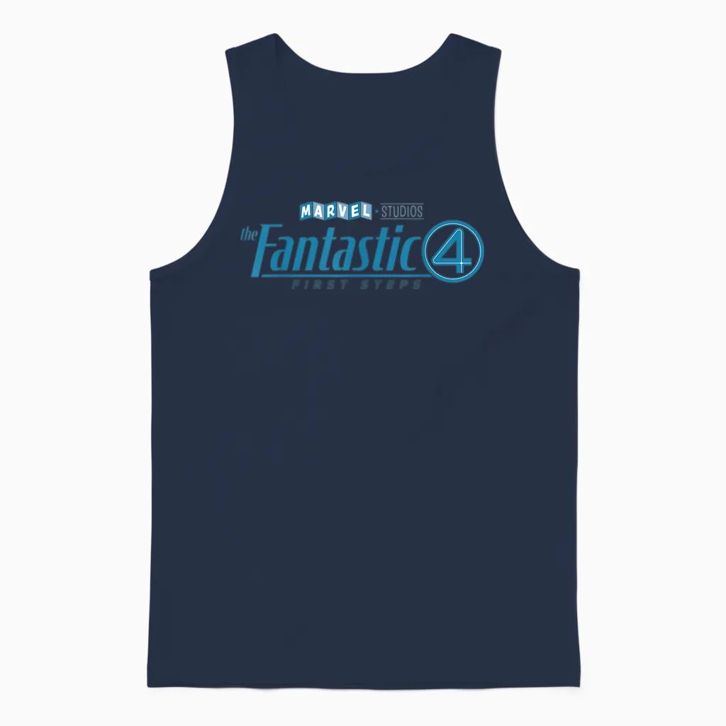 Marvel Studios the Fantastic Four: First Steps Movie Logo T-Shirt, Black, S Unisex Tank Top in Navy