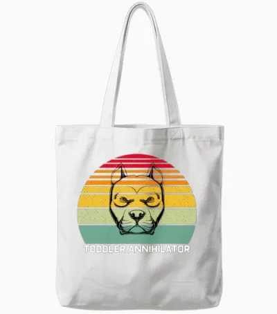 Retro Pitbull Toddler Annihilator Tote Bags - White