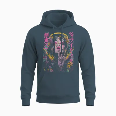 Japon Streetwear Cyberpunk Ange Y2k Techwear Manga Anime Unisex Hoodie - Dark Heather
