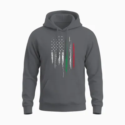 Italian American Flag Combo Italy Usa Italia Patriotic Gift Unisex Hoodie - Charcoal