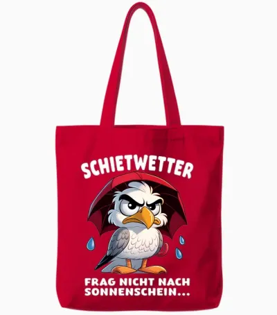 Möwe Norden Meer Strand Küste Lustig Spruch Schietwetter Langarmshirt Tote Bags - Red
