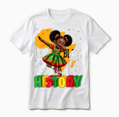 African American Girl Kid I Am Black History Month Unisex T-Shirt - White