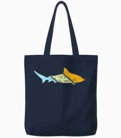 Shark Retro Tote Bags - Navy