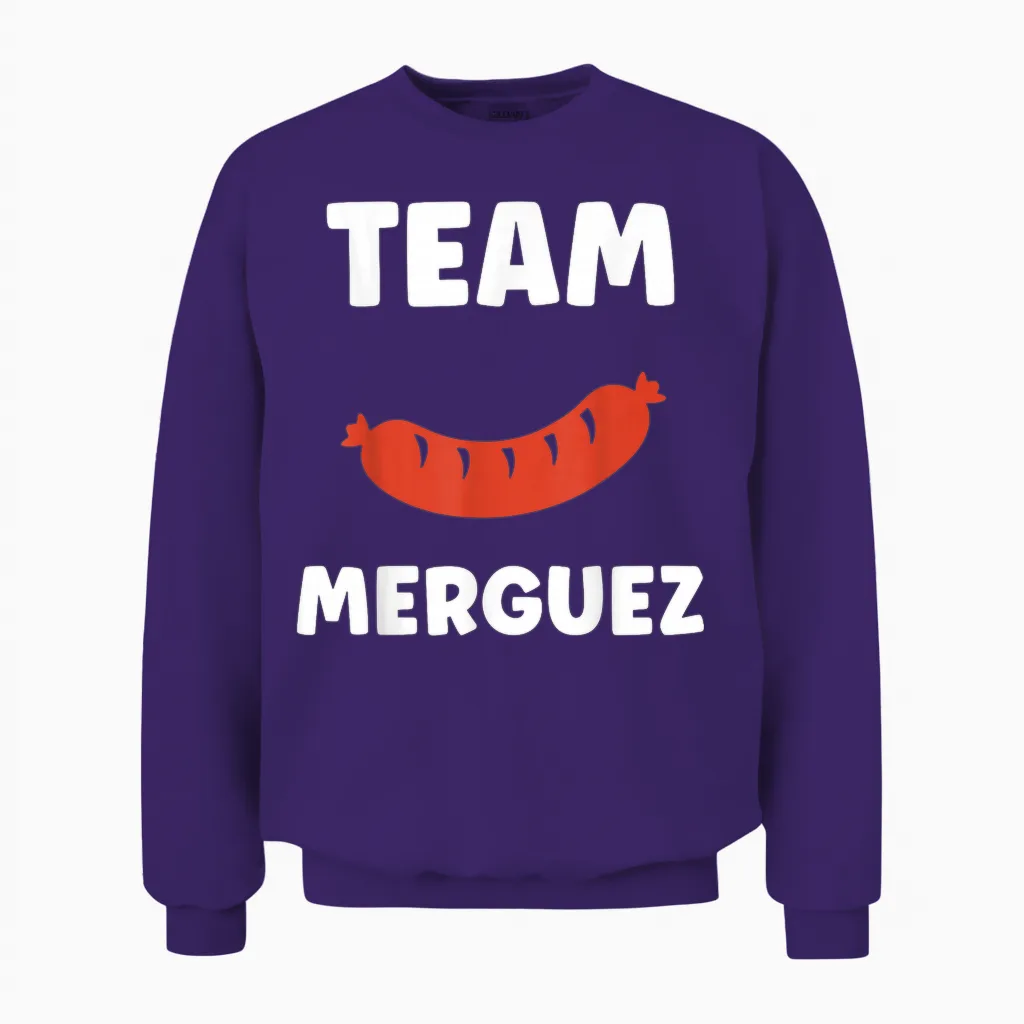 Humour Saucisse Barbecue Team Merguez Unisex Sweatshirt in Purple