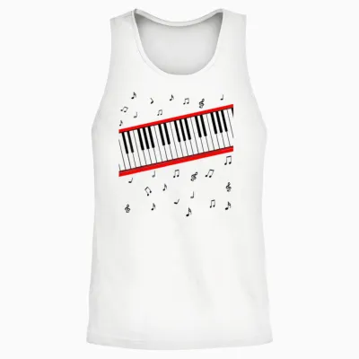 Piano Keys Music Lover Beat It Pianist 1980s Cosplay Costume Unisex Tank Top - White