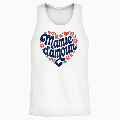 Mamie D'amour Coeur Fleurs Cadeau Fête Des Grands Mères Unisex Tank Top - White