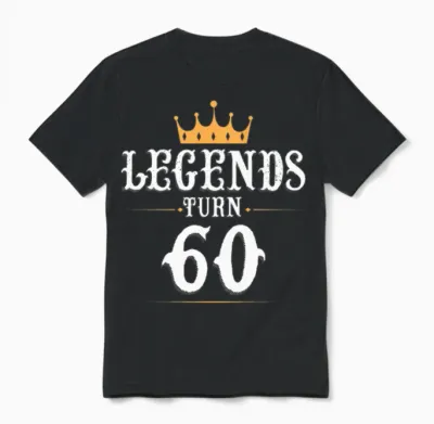 Legends Turn 60, 60th Birthday Unisex T-Shirt - Black
