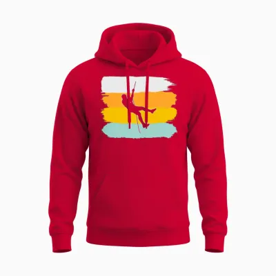 Climbing Retro Unisex Hoodie - Red