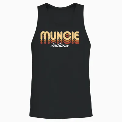 Retro Muncie Indiana Unisex Tank Top - Black