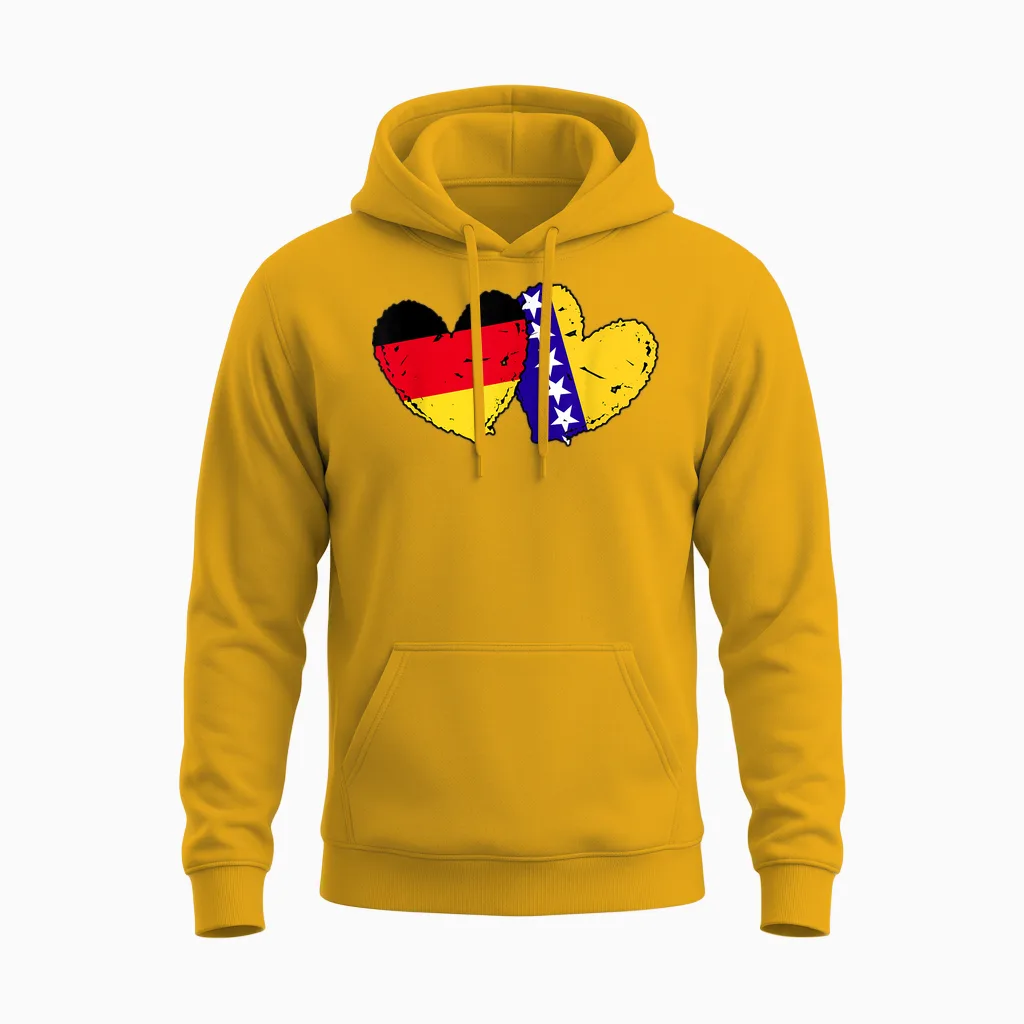 Deutschland Bosnien Herzegowina Herz Flagge Deutsch Bosnisch Unisex Hoodie in Gold