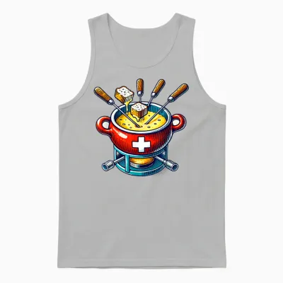 Swiss Fondue Clothing for Swiss Cheese Lover T-Shirt, Black, S Unisex Tank Top - Ash