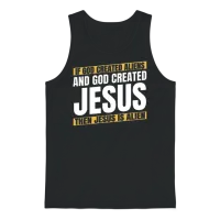 Christian Christianity Funny Alien Jesus Unisex Tank Top - Black – 1