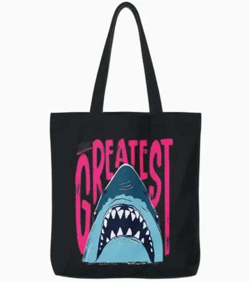 Jaws the Greatest Shark Tote Bags in Black