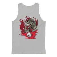 Bloody Wold with Skull and Blood Around Unisex Tank Top - Ash – 1