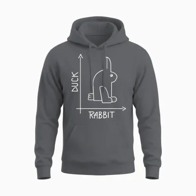 Duck or Rabbit Optical Illusion Unisex Hoodie - Charcoal