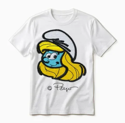Smurfs Design with Smurfette Unisex T-Shirt - White