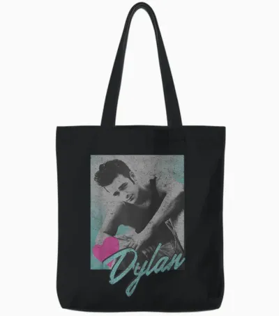 Beverly Hills 90210 Dylan Mckay Heart Portrait T-Shirt, White Tote Bags - Black