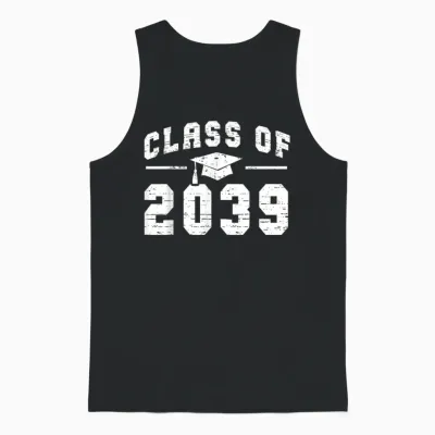 Class of 2039 Grow with Me First Day of School Graduation Unisex Tank Top - Black
