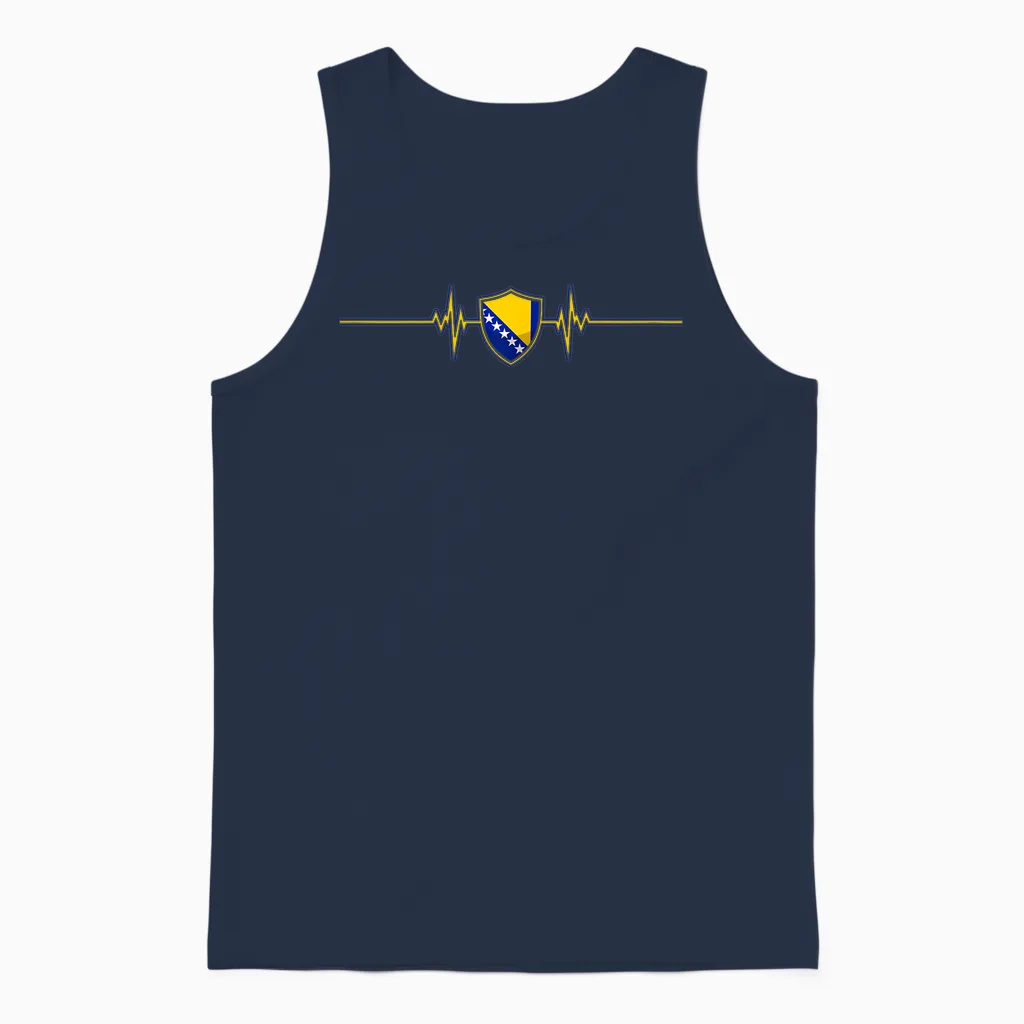 Heartbeat Design Bosnische Flagge Bosnien Unisex Tank Top in Navy
