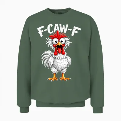 F-Caw-F Coq Humoristique Pour Amateur De Poulet Pour Adulte Unisex Sweatshirt - Military Green