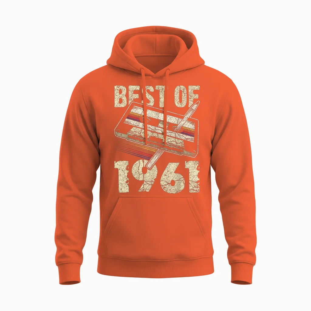 Best of 1961, Audio Kassette, 65. Geburtstag, 65 Jahre Alt Unisex Hoodie in Orange