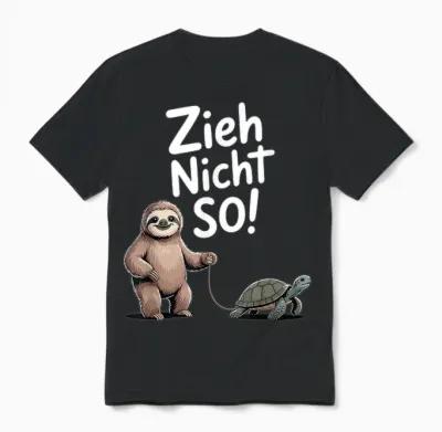 Faultier Schildkröte Humor Spruch Zieh Nicht So Unisex T-Shirt - Black