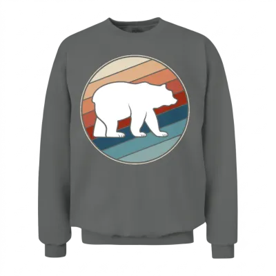 Bear in Retro Style Unisex Sweatshirt - Graphite Heather