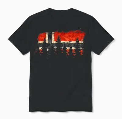 Mountain Nature Norway Flag Scandinavia Norway T-Shirt, Black Unisex T-Shirt - Black