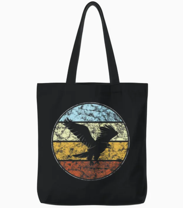 Eagle Retro Wildlife Tote Bags in Black