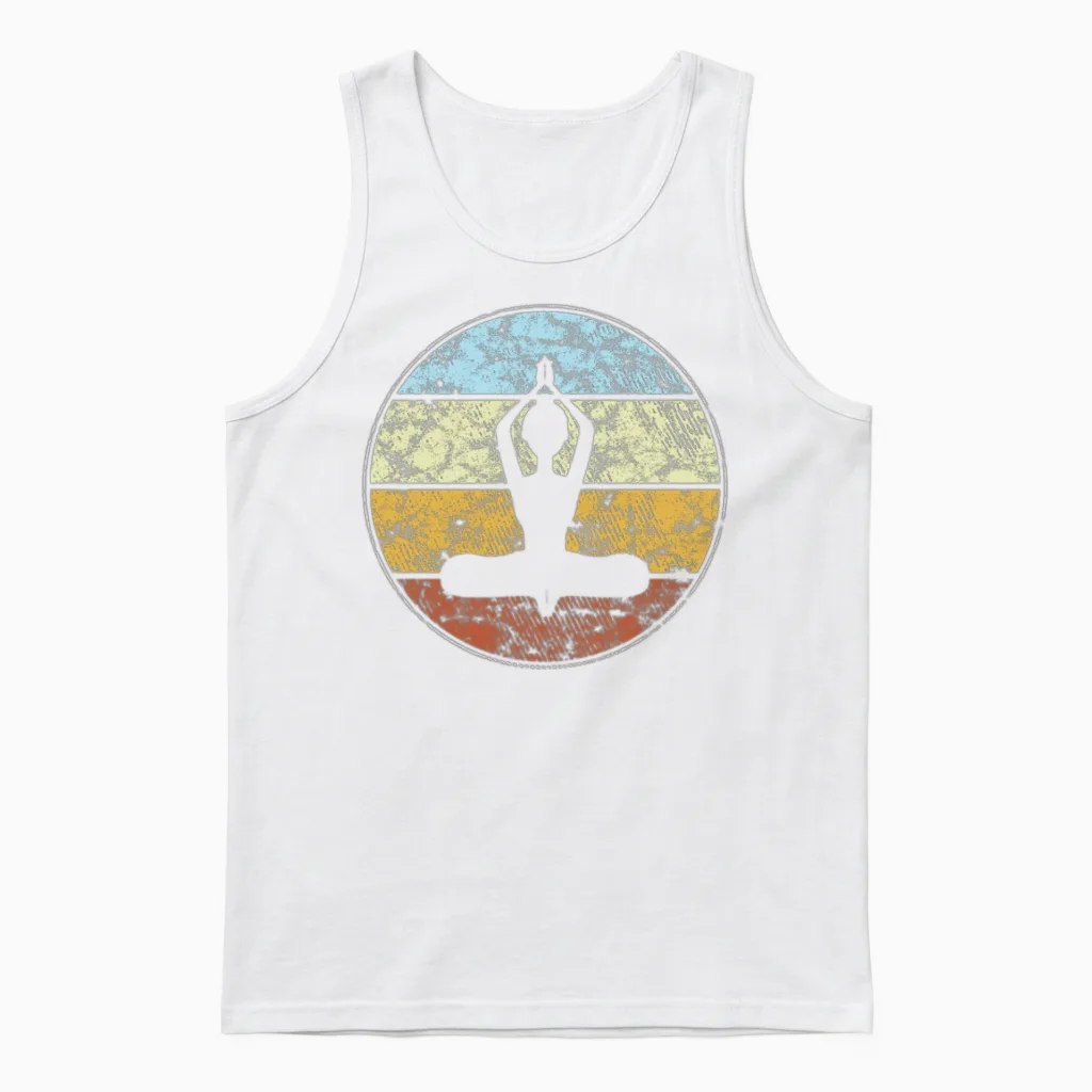 Meditation Retro Unisex Tank Top in White