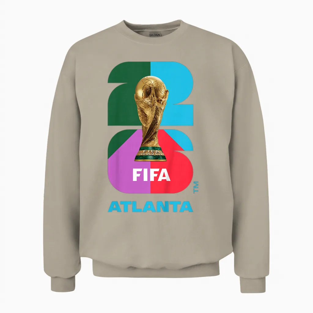 Kids Fifa World Cup26 Atlanta Trophy Color Unisex Sweatshirt in Sand