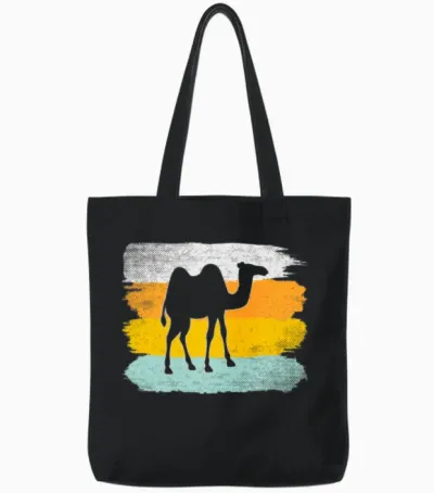 Camel Retro Tote Bags - Black