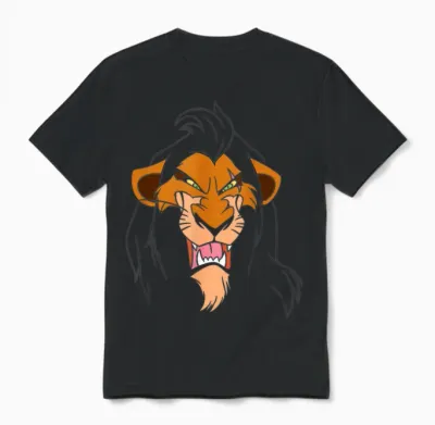 The Villains of Disney Scar Big Face T-Shirt, Black, S Unisex T-Shirt - Black