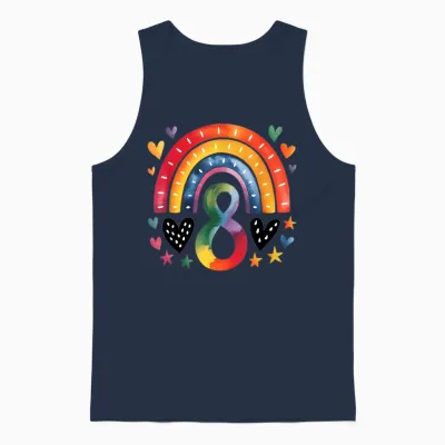 Ich Bin Schon Echt - Rainbow 8th Birthday Girl's T-Shirt, White Unisex Tank Top - Navy