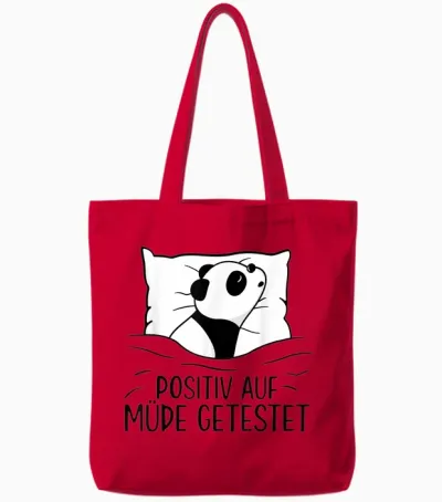 Cute Panda Official Sleep Shirt Pyjamas T-Shirt, White, S Tote Bags - Red