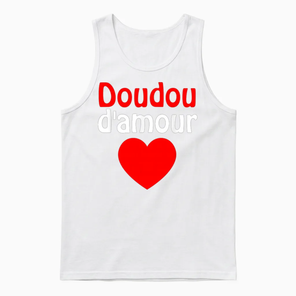 Love Doudou Humour Valentine's Day Idea for Couples T-Shirt, Black, S Unisex Tank Top in White