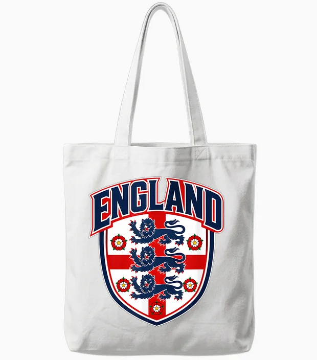 England Shirt with English Flag Men Women Kids England Tote Bags in White