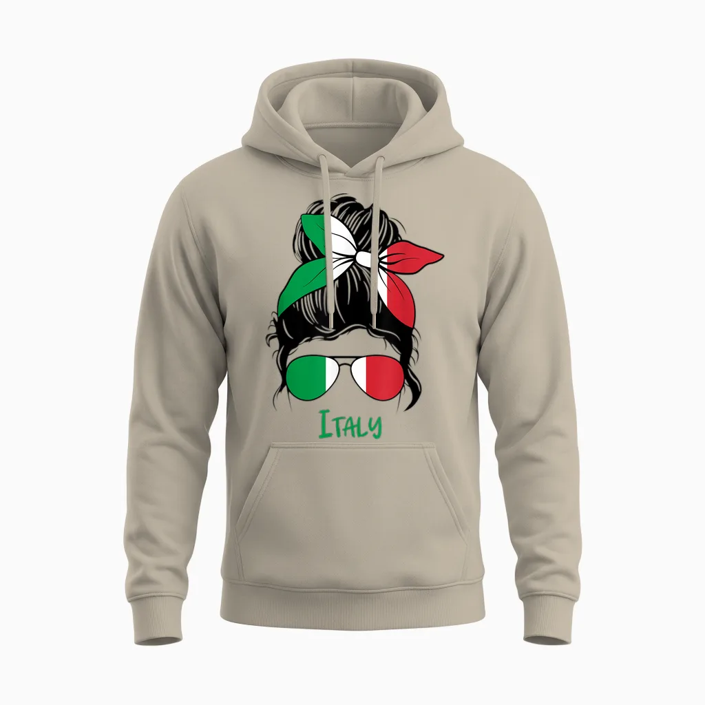 Italian Flag Italian Girl Woman Italy Girl Unisex Hoodie in Sand