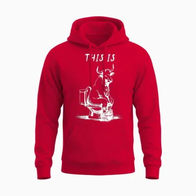 This Is Bullsht Funny Cow Toilet Humorous Design Men Women Unisex Hoodie - Red